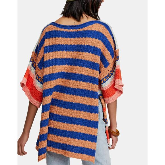 Free People HIDDEN LOVE Oversized Chucky Stripe Tunic Sweater Size S NWOT $148 - Picture 2 of 10